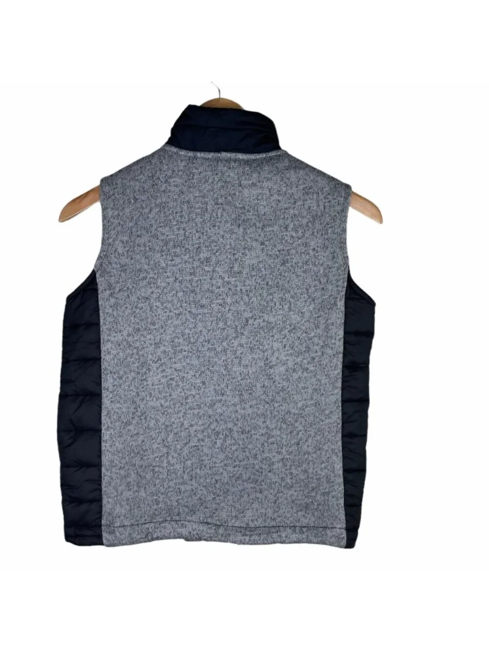 Free Country Vest Youth Medium Full Zip Fleece Knit Vest Gray Mock Neck Outdoor